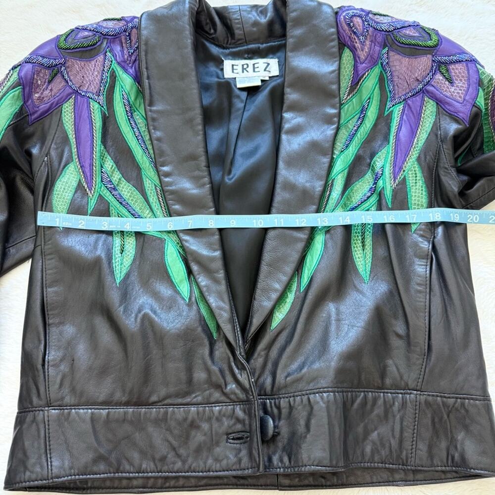 ERES iris flower established leather skin jacket size M - Picture 11 of 11